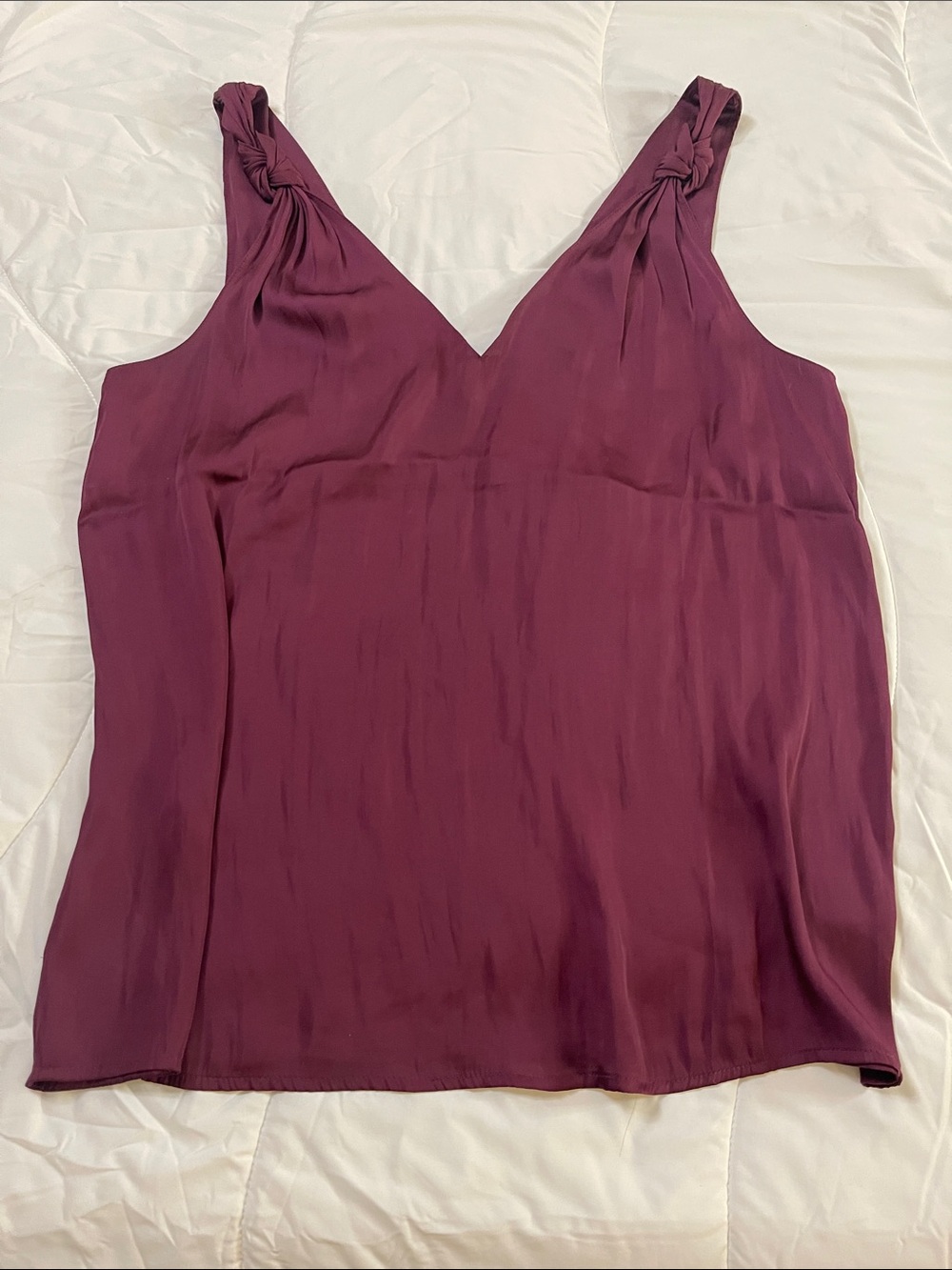 PAIGE Knotted Strap V-Neck Tank Top - Plum Sz Sm NWOT